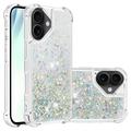 iPhone 17 Glitter Quicksand TPU Hülle - Silber Herzen