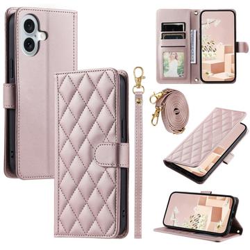 iPhone 17 Luxus Gesteppte Wallet Hülle - Roségold