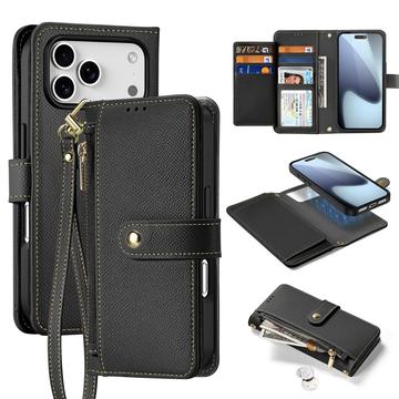 iPhone 17 Pro Dux Ducis Lawa Brieftaschen-Lederhülle mit abnehmbarer Magnetabdeckung - Schwarz
