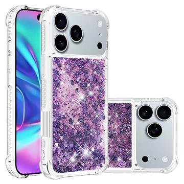 iPhone 17 Pro Glitter Quicksand TPU Hülle - lila Herzen