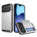 iPhone 17 Pro Hybrid-Hülle mit Verschiebbarem Kartensteckplatz - Silber