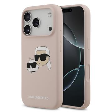 iPhone 17 Pro Karl Lagerfeld Double Heads MagSafe Flüssiges Silikongehülle - rosa