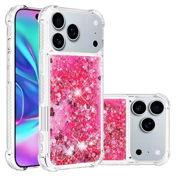 iPhone 17 Pro Max Glitter Quicksand TPU Hülle - Rosa Herzen