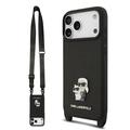iPhone 17 Pro Max Karl Lagerfeld Saffiano Crossbody Metal Karl & Choupette Hülle - Schwarz