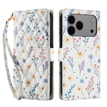 iPhone 17 Pro Max Rhombisches Blumen Wallet Hülle