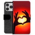 iPhone 17 Pro Premium Schutzhülle mit Geldbörse - Herz-Silhouette