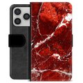 iPhone 17 Pro Premium Schutzhülle mit Geldbörse - Roter Marmor