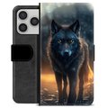 iPhone 17 Pro Premium Schutzhülle mit Geldbörse - Wolf