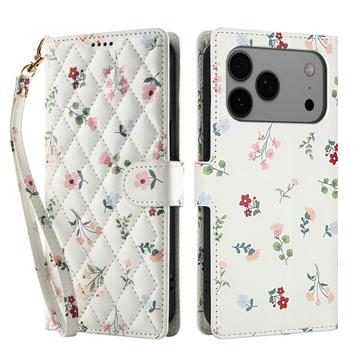 iPhone 17 Pro Rhombisches Blumen Wallet Hülle - Rosen