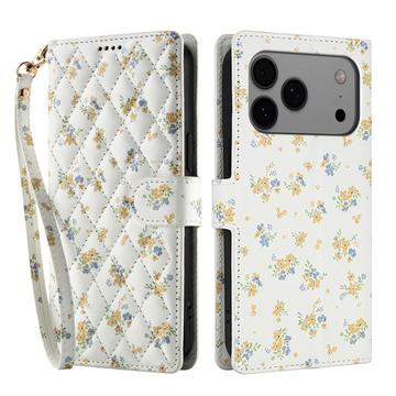 iPhone 17 Pro Rhombisches Blumen Wallet Hülle - Gelbe Blumen