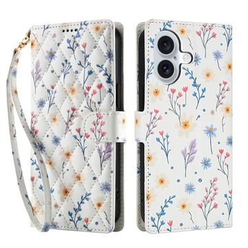 iPhone 17 Rhombisches Blumen Wallet Hülle