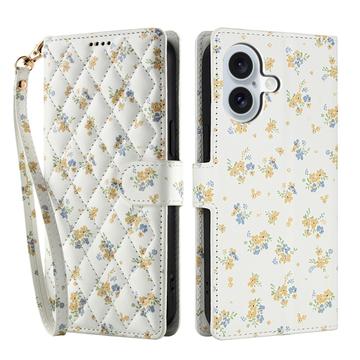 iPhone 17 Rhombisches Blumen Wallet Hülle - Gelbe Blumen