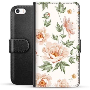 iPhone 5/5S/SE Premium Schutzhülle mit Geldbörse - Blumen