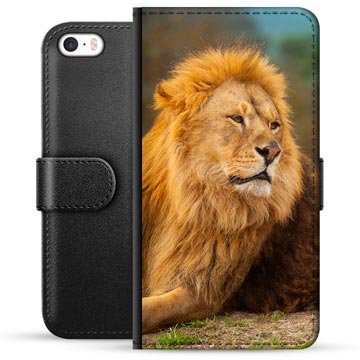 iPhone 5/5S/SE Premium Schutzhülle mit Geldbörse - Löwe