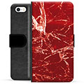 iPhone 5/5S/SE Premium Schutzhülle mit Geldbörse - Roter Marmor