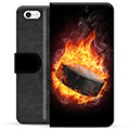iPhone 5/5S/SE Premium Schutzhülle mit Geldbörse - Eishockey