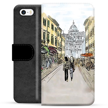 iPhone 5/5S/SE Premium Schutzhülle mit Geldbörse - Italien Straße