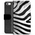 iPhone 5/5S/SE Premium Schutzhülle mit Geldbörse - Zebra
