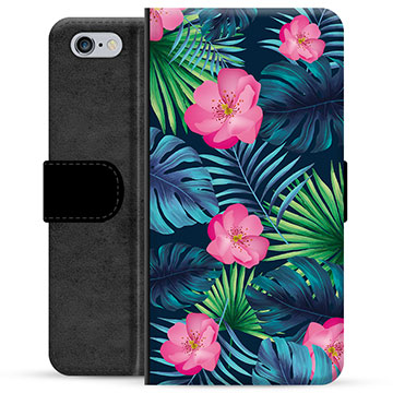 iPhone 6 / 6S Premium Schutzhülle mit Geldbörse - Tropische Blumen