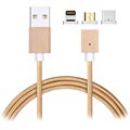 3-in-1 Magnetisches Kabel - Lightning, MicroUSB, Typ-C - Gold
