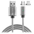 4smarts GravityCord Magnetisches MicroUSB & Lightning Kabel - 1m - Grau