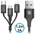 Baseus 3-in-1-USB-Kabel - Lightning, Typ-C, MicroUSB - Schwarz