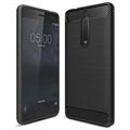 Nokia 5 Angeraute TPU Case - Karbonfaser - Schwarz