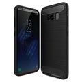 Samsung Galaxy S8 Brushed TPU Hülle - Carbonfaser - Schwarz