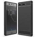 Sony Xperia XZ1 Compact Angeraute TPU Hülle - Karbonfaser - Schwarz