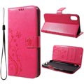 Butterfly Serie iPhone XR Wallet Schutzhülle - Hot Pink