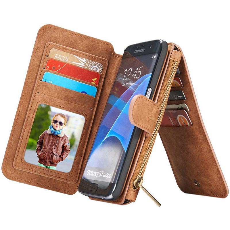 Bookstyle Leder Tasche Handyhülle Flip klapphülle Standfunktion Card Holder Schutzhülle Tasche Schlanke Leder Brieftasche Ysimee Hülle kompatibel mit Samsung Galaxy S7 Edge 1 X Stylus Pen, 