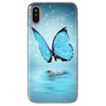iPhone X / iPhone XS Leuchtende Silikonhülle - Blau Schmetterling