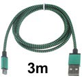 Premium USB 2.0 / MicroUSB Kabel - 3m - Grün