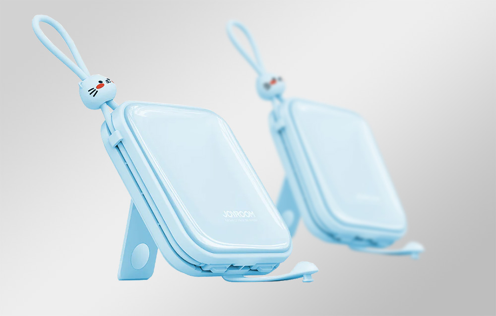 Joyroom JR-L009 Cutie Power Bank 10000mAh mit USB-C & Lightning Kabel - 12W - Blau