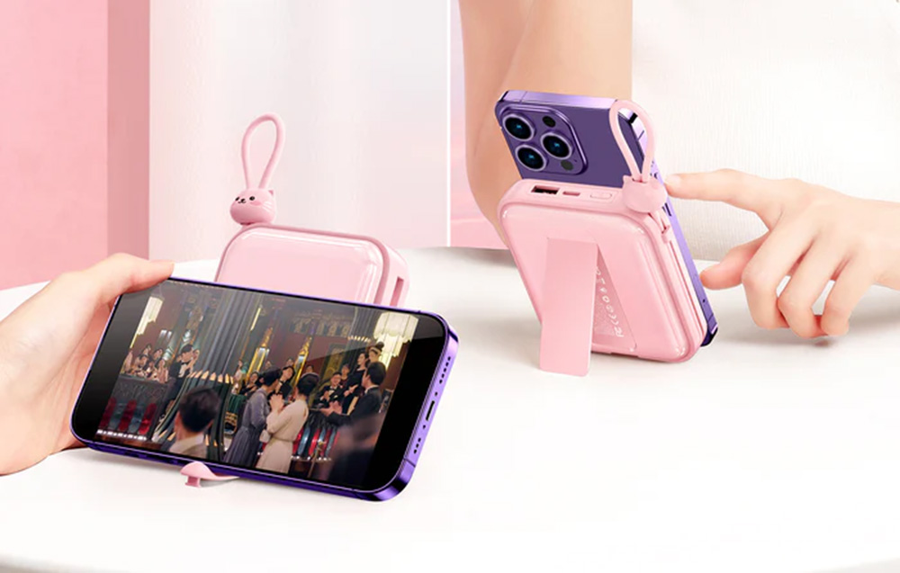 Joyroom JR-L009 Cutie Power Bank 10000mAh mit USB-C & Lightning Kabel - 12W - Blau