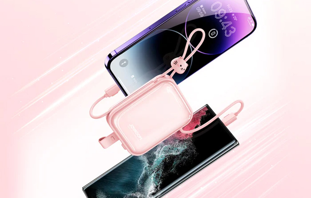 Joyroom JR-L009 Cutie Power Bank 10000mAh mit USB-C & Lightning Kabel - 12W - Blau