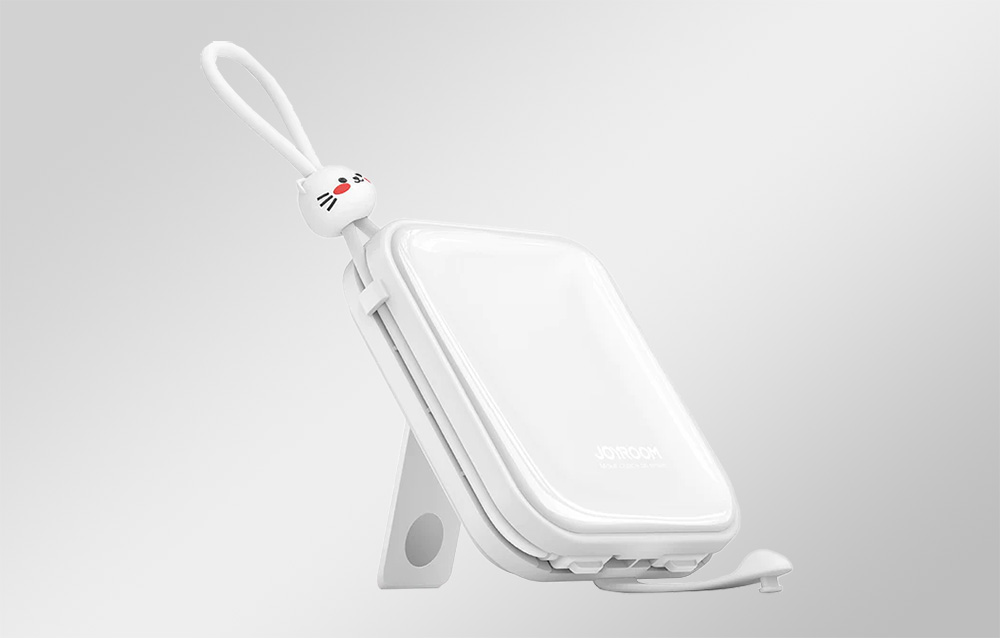 Joyroom JR-L008 Cutie Power Bank 10000mAh mit USB-C & Lightning Kabeln - 22.5W - Weiß