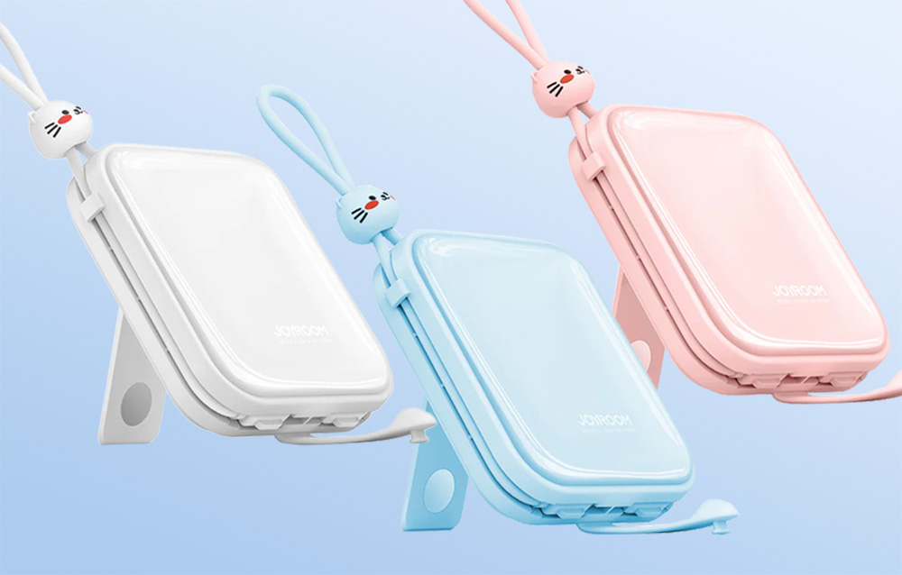 Joyroom JR-L008 Cutie Power Bank 10000mAh mit USB-C & Lightning Kabeln - 22.5W - Weiß