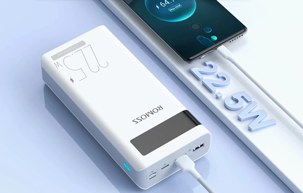 Romoss Sense 8PF Power Bank 30000mAh - 22.5W, PD, QC, FCP - Weiß