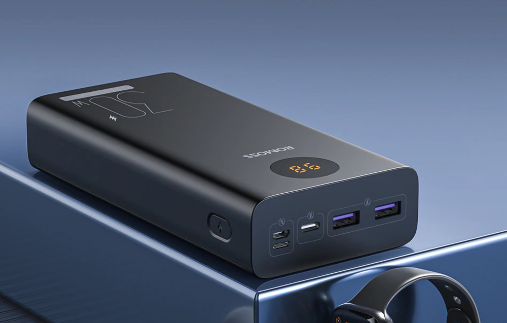 Romoss PEA30 Power Bank 30000mAh - USB-C, USB-Anschlüsse - Schwarz